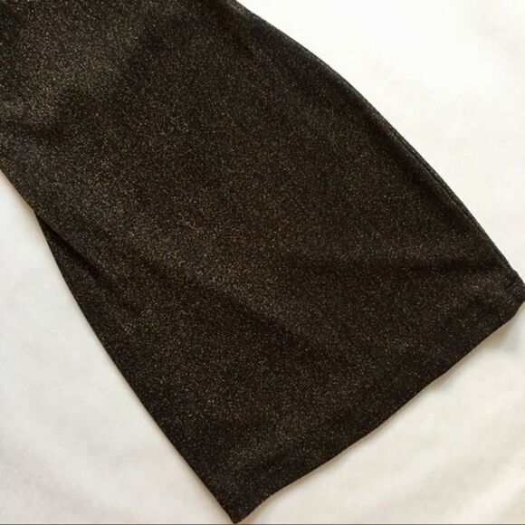 Short Black Gold Mini Dress Open Back XS - Picture 8 of 8